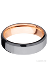6 mm wide Beveled Tantalum band featuring a 14K Rose Gold sleeve.