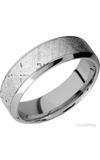 7 mm wide/High Bevel/18K White Gold band with one 4 mm Centered inlay of Meteorite.