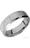 7 mm wide/High Bevel/18K White Gold band with one 4 mm Centered inlay of Meteorite.