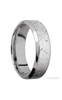 7 mm wide/High Bevel/18K White Gold band with one 4 mm Centered inlay of Meteorite.