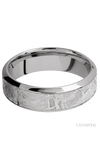 7 mm wide/High Bevel/18K White Gold band with one 4 mm Centered inlay of Meteorite.