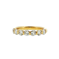 JB Star 18K Yellow Gold 7-Stone Bar Set Round Diamond Band - NAGI