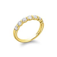 JB Star 18K Yellow Gold 7-Stone Bar Set Round Diamond Band - NAGI
