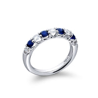 JB Star Platinum Shared Prong Round Sapphire & Round Diamond Band