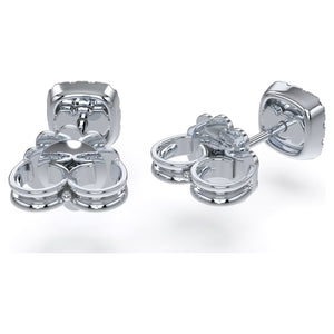 Swarovski Diamond Essentials Cushion Halo Stud Silver Earrings