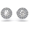 Swarovski Diamond Signature Round Halo Stud 14K White Gold Earrings