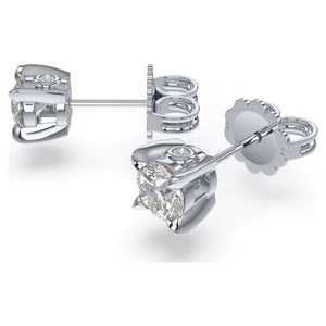 Swarovski Diamond Round Stud 14K White Gold Earrings .75ctw
