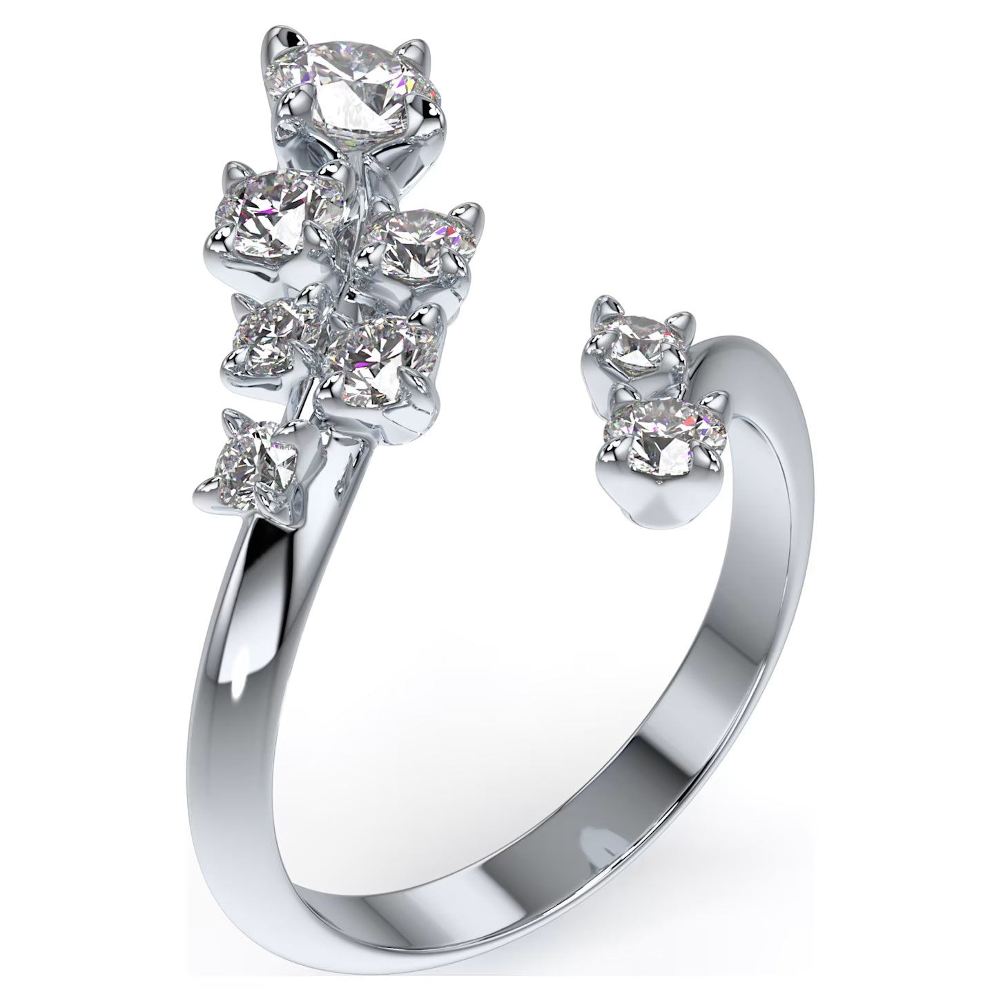 925 Sterling Silver Swarovski Crystals Square Ribbed Design Ring Size 10 |  eBay