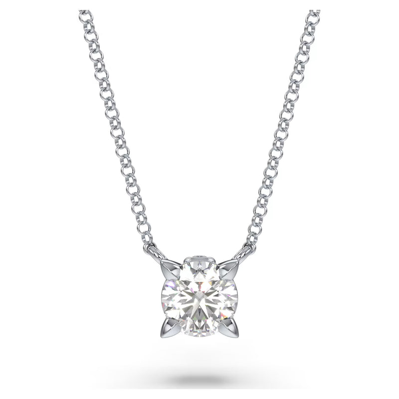 Swarovski Diamond Eternity Round Solitaire Pendant Necklace 14K White Gold .50cts