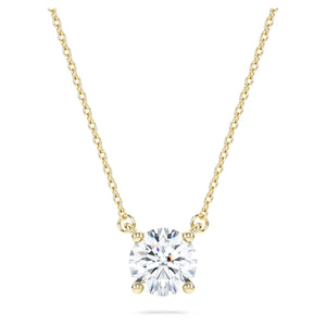 Swarovski Diamond Eternity Round Solitaire Pendant Necklace 14K Yellow Gold 1ctw