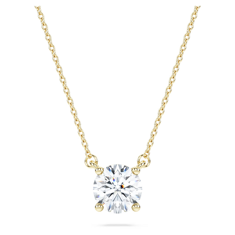 Swarovski Diamond Eternity Round Solitaire Pendant Necklace 14K Yellow Gold 1ctw