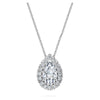 Swarovski Diamond Eternity Pear Halo Pendant Necklace 14K White Gold