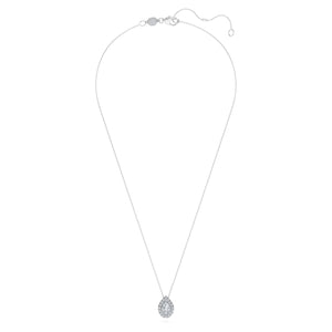 Swarovski Diamond Eternity Pear Halo Pendant Necklace 14K White Gold