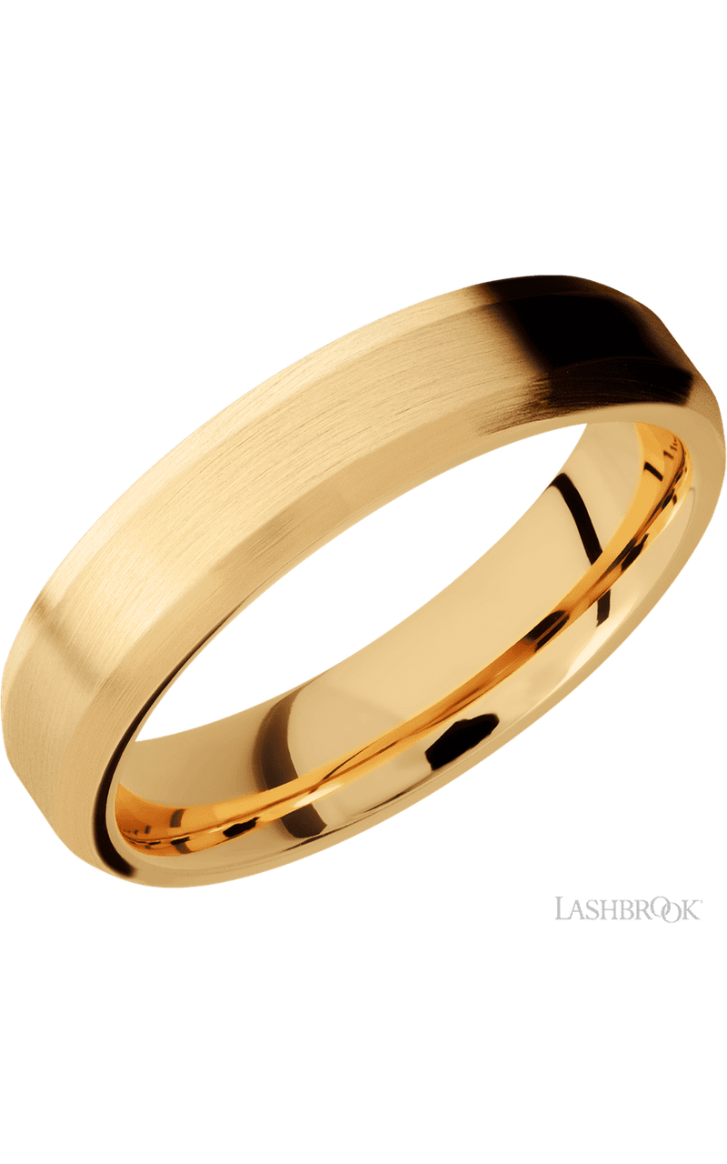 5 mm wide Beveled 14K Yellow Gold band img1