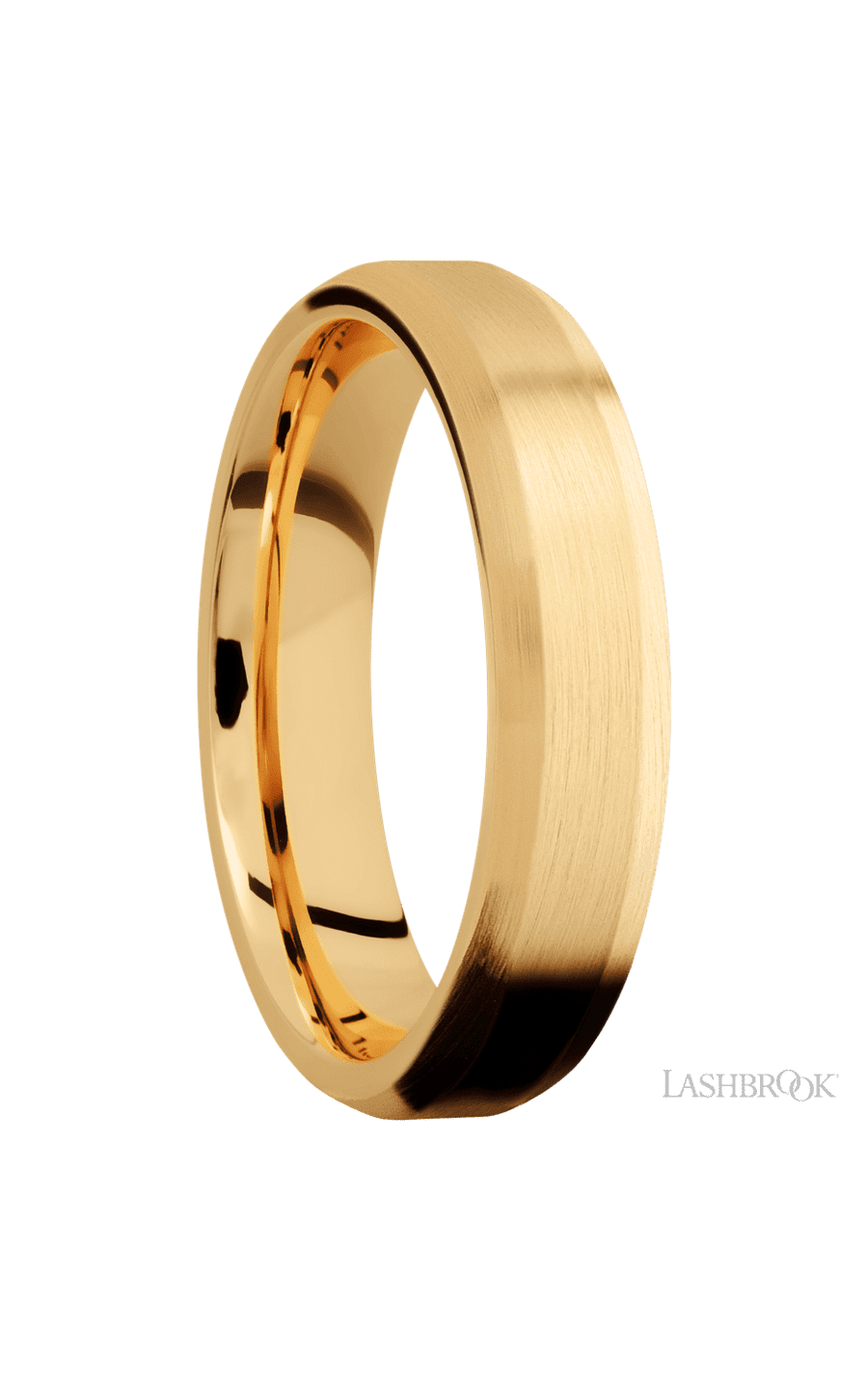 5 mm wide Beveled 14K Yellow Gold band img2