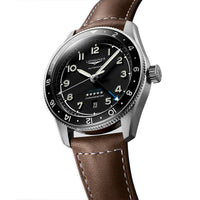 Longines Spirit Zulu Time 42MM Automatic GMT Watch Black Dial Brown Leather Strap L38124532