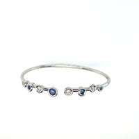 Hulchi Belluni 18K White Gold Bouli Open Bangle Bracelet with Sapphires Diamonds