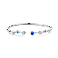 Hulchi Belluni 18K White Gold Bouli Open Bangle Bracelet with Sapphires Diamonds