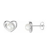 Sterling Silver Cultured White Freshwater Pearl Heart Earrings