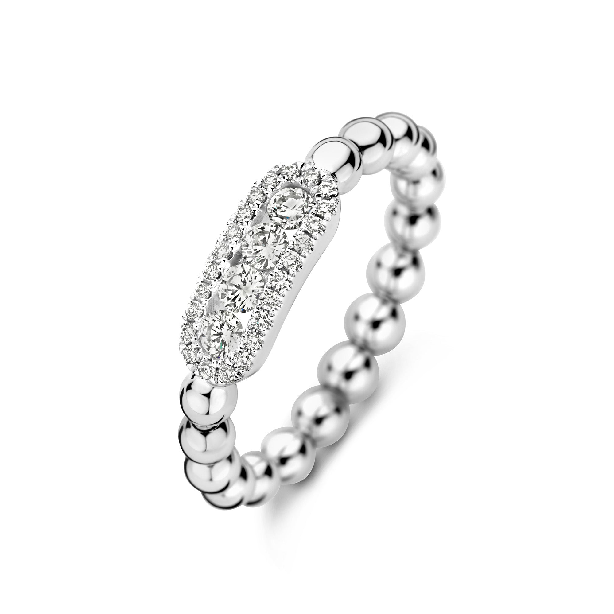 Hulchi Belluni 18K White Gold Pave Diamond Ring