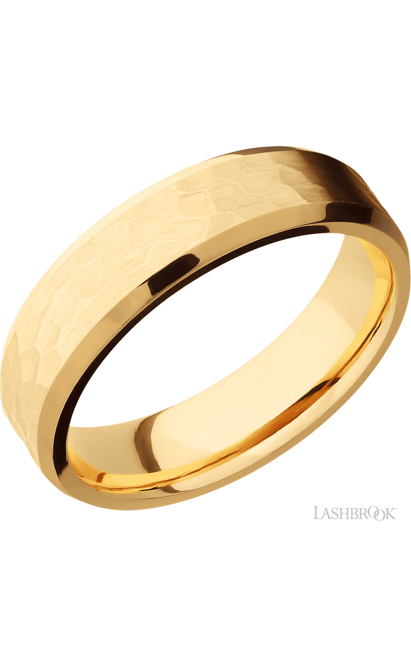 6 mm wide Beveled 14K Yellow Gold band img1