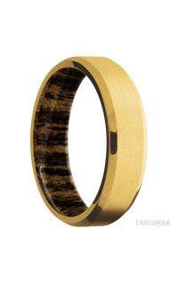6 mm wide Beveled 18K Yellow Gold band featuring a Bocote sleeve img2