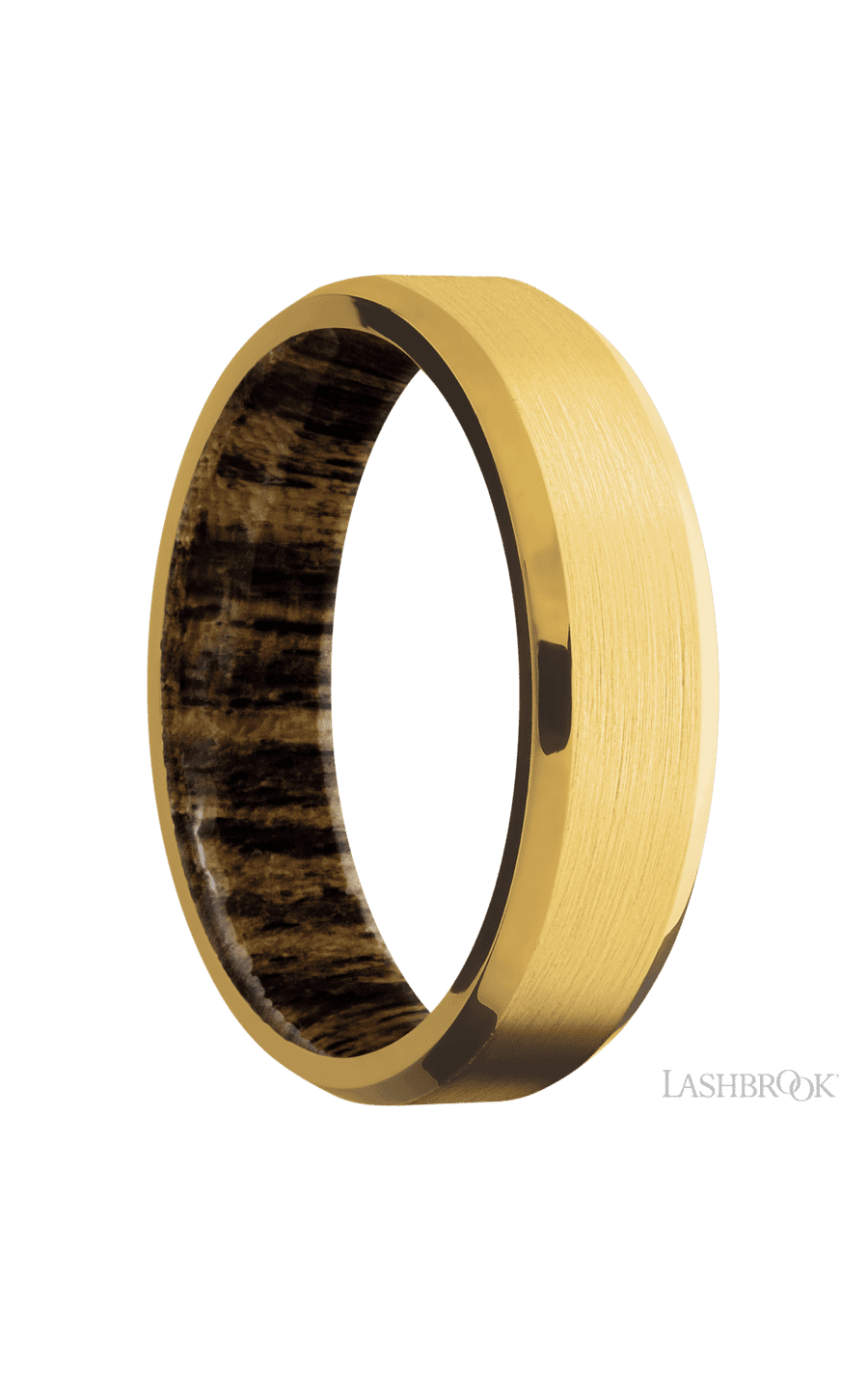 6 mm wide Beveled 18K Yellow Gold band featuring a Bocote sleeve img2