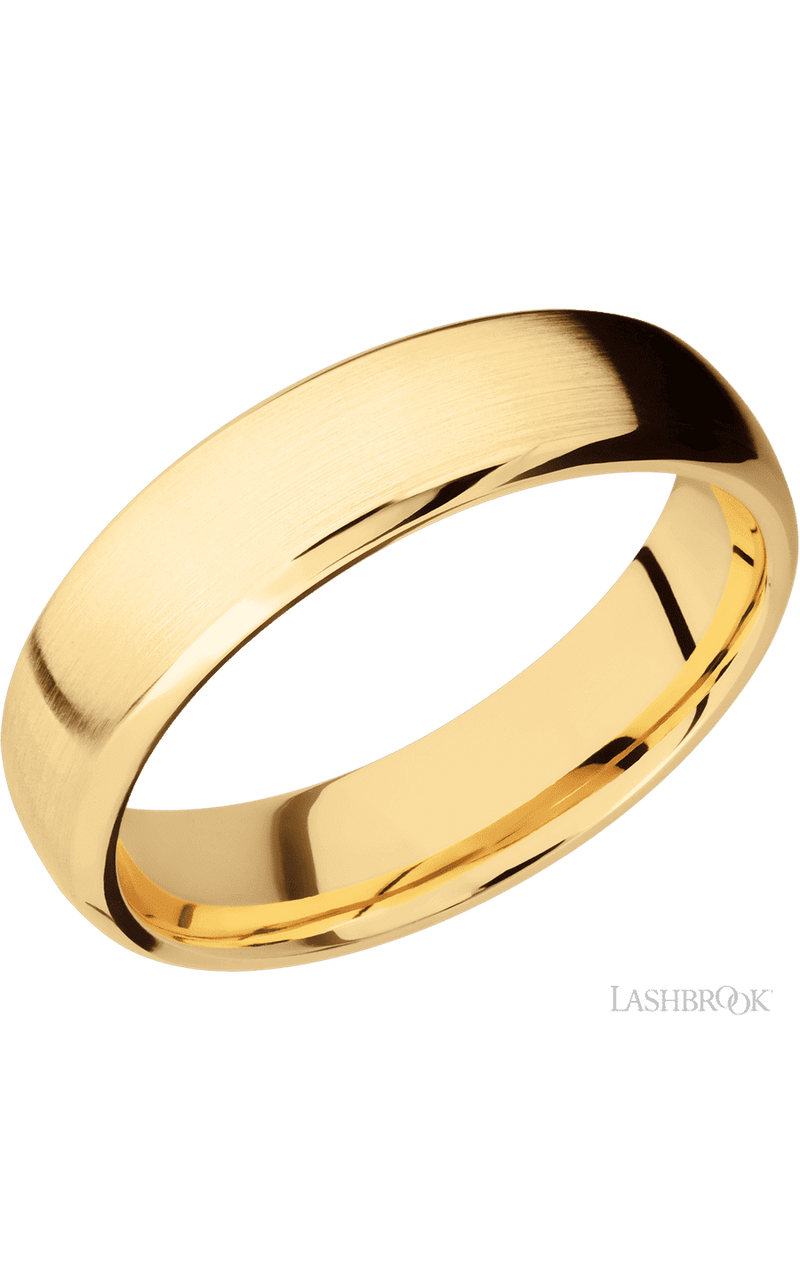 6 mm wide Domed Bevel 14K Yellow Gold band img1