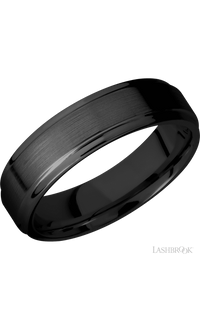 6 mm wide Flat Grooved Edges Zirconium band img1