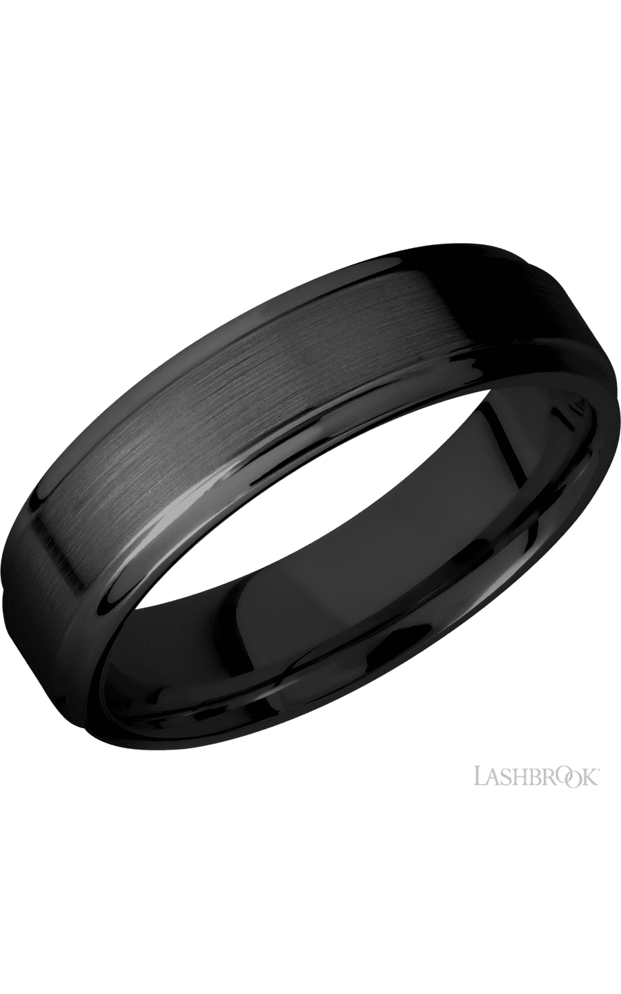 6 mm wide Flat Grooved Edges Zirconium band img1