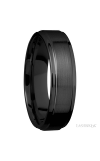 6 mm wide Flat Grooved Edges Zirconium band img2
