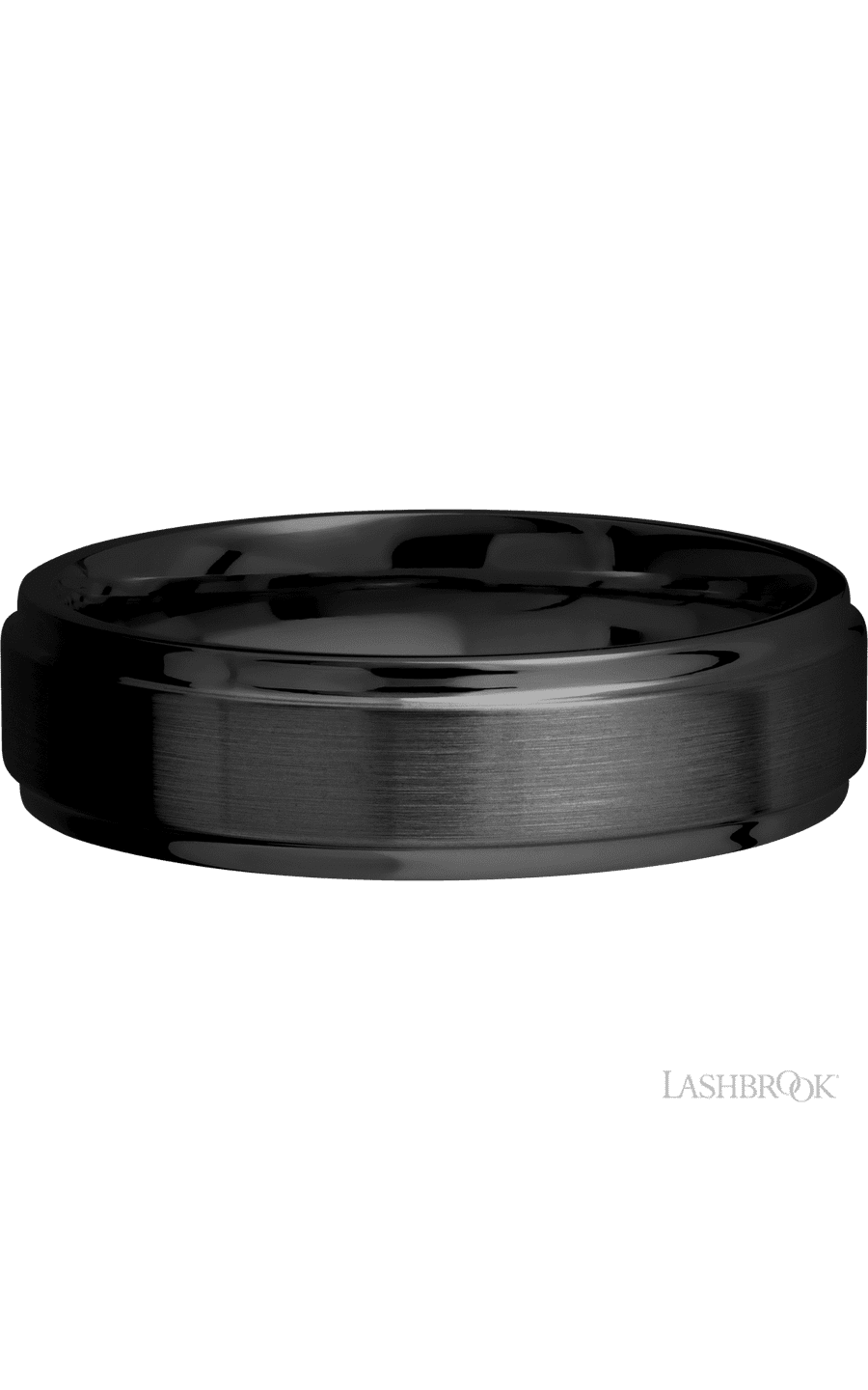 6 mm wide Flat Grooved Edges Zirconium band img3