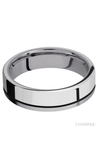 6 mm wide/Flat/Tantalum band with one 4 mm Off Center Edge inlay of Palladium Silver img3