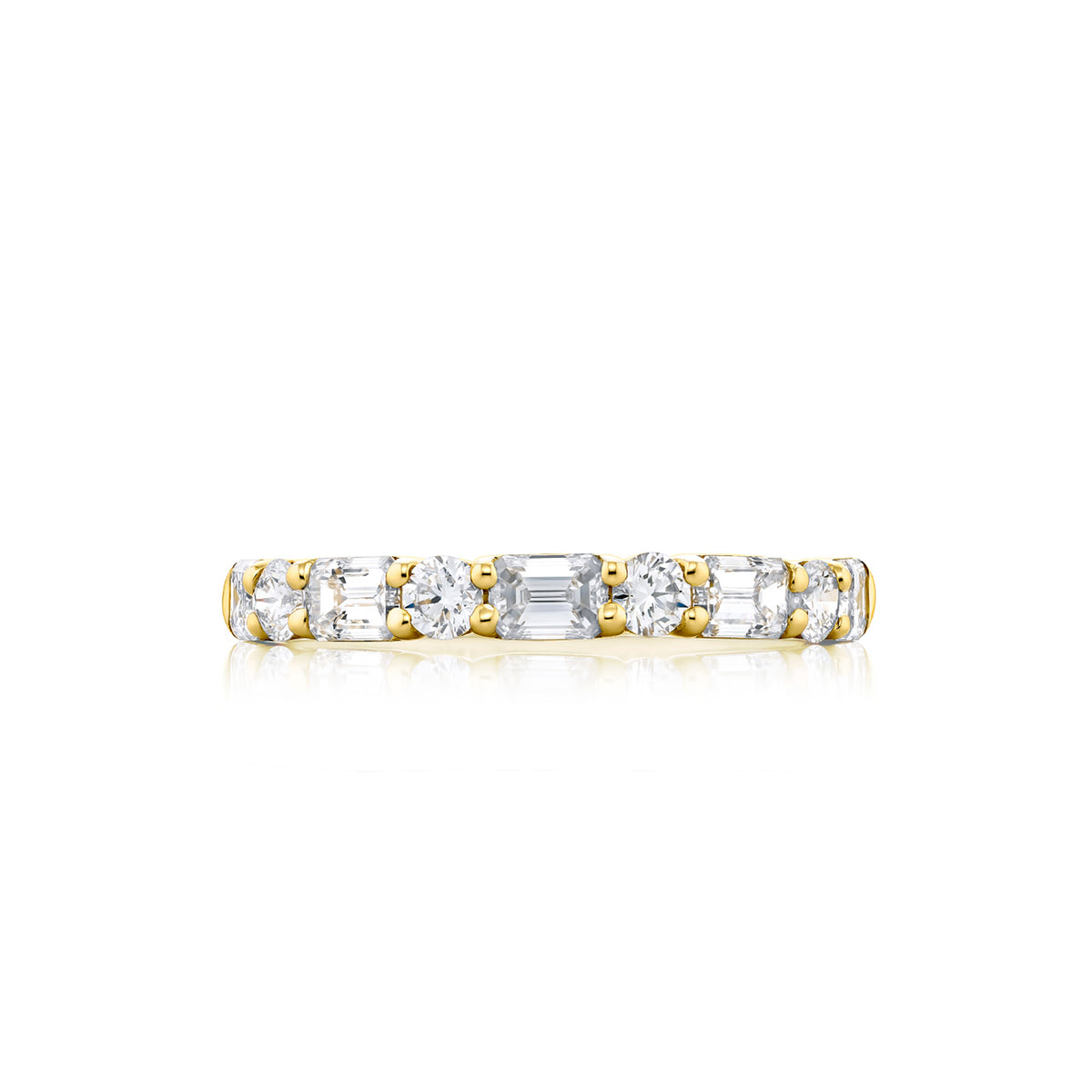 JB Star 18K Yellow Gold 9-Stone Emerald & Round Diamond Band - NAGI
