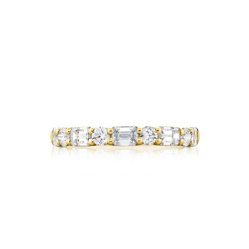 JB Star 18K Yellow Gold 9-Stone Emerald & Round Diamond Band - NAGI
