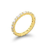 JB Star 18K Yellow Gold E/W Eternity Round and Emerald Diamond Band