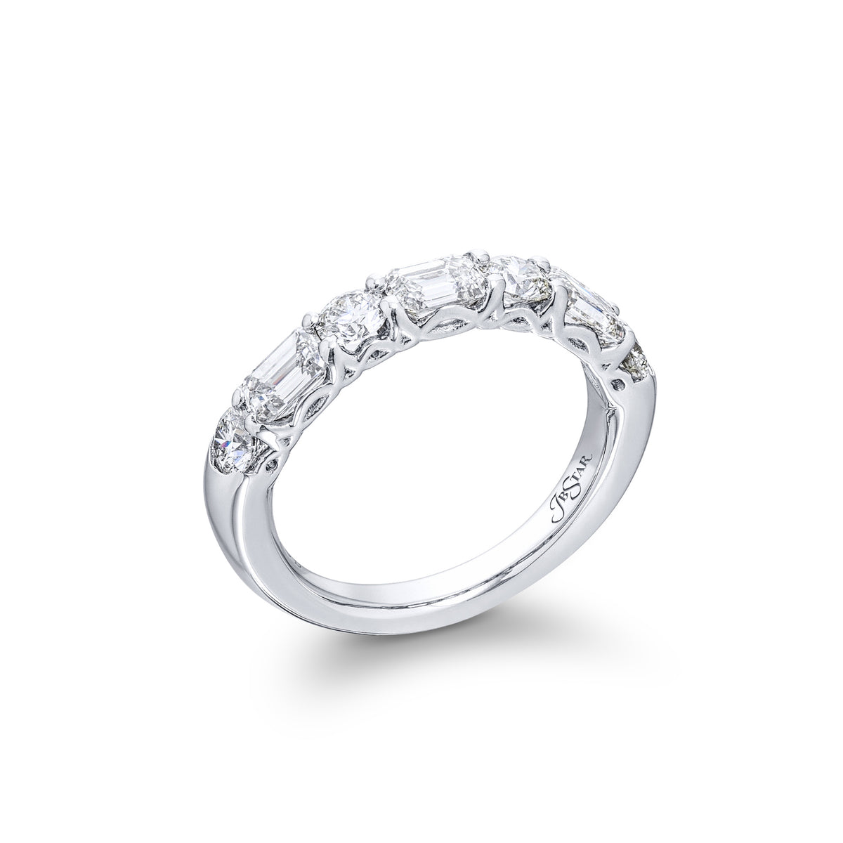 JB Star Alternating Round & Emerald Cut Diamond Band - NAGI