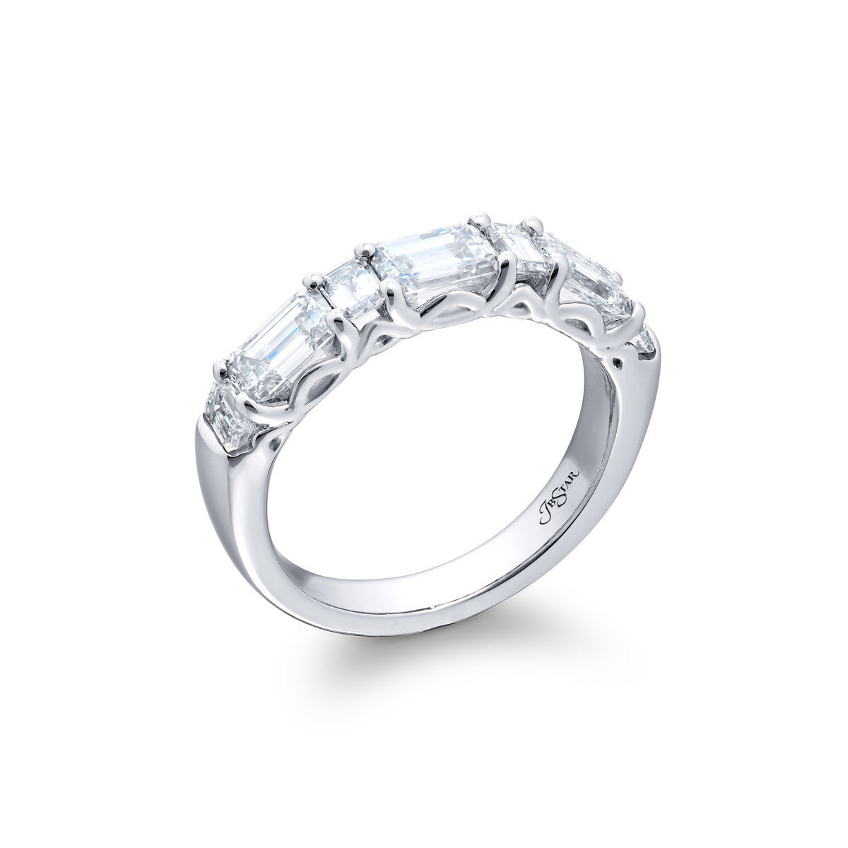 JB Star Platinum 7-Stone Emerald Cut Diamond Band - NAGI