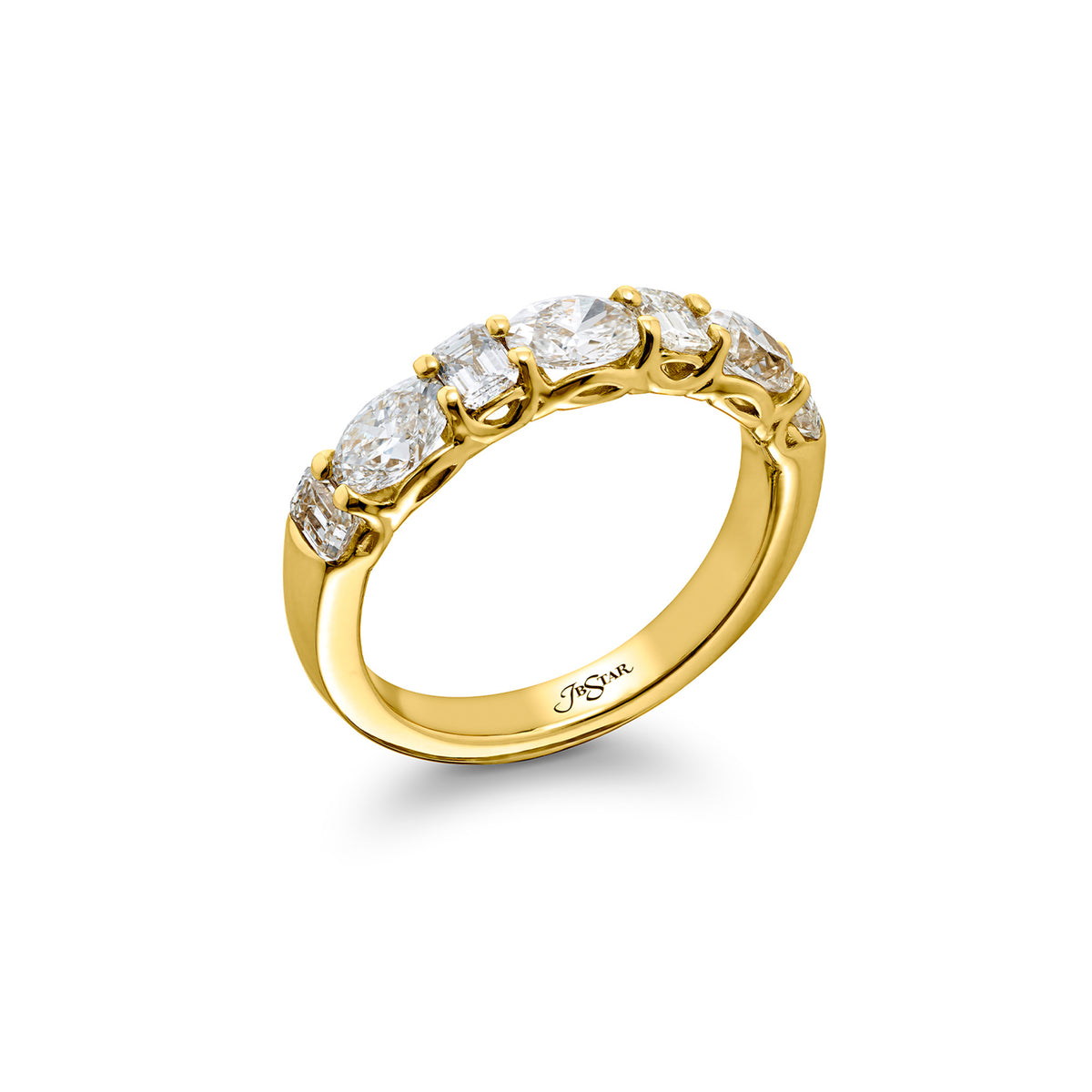 JB Star 18K Yellow Gold Emerald Cut & Oval Diamond Band - NAGI