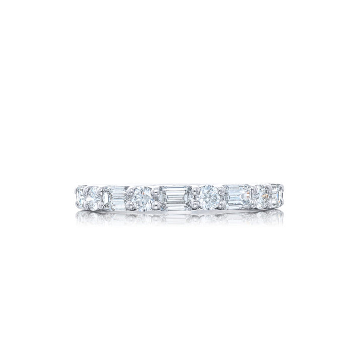 JB Star Platinum E/W Round and Emerald Cut Diamond Band