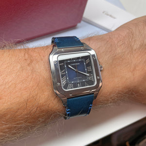 Pre-Owned Cartier Santos Large Blue Dial Watch WSSA0030 39.8mm