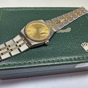 Pre-Owned Rolex OysterQuartz Chronometer Datejust Quartz Yellow Gold Steel Watch 17013 1986