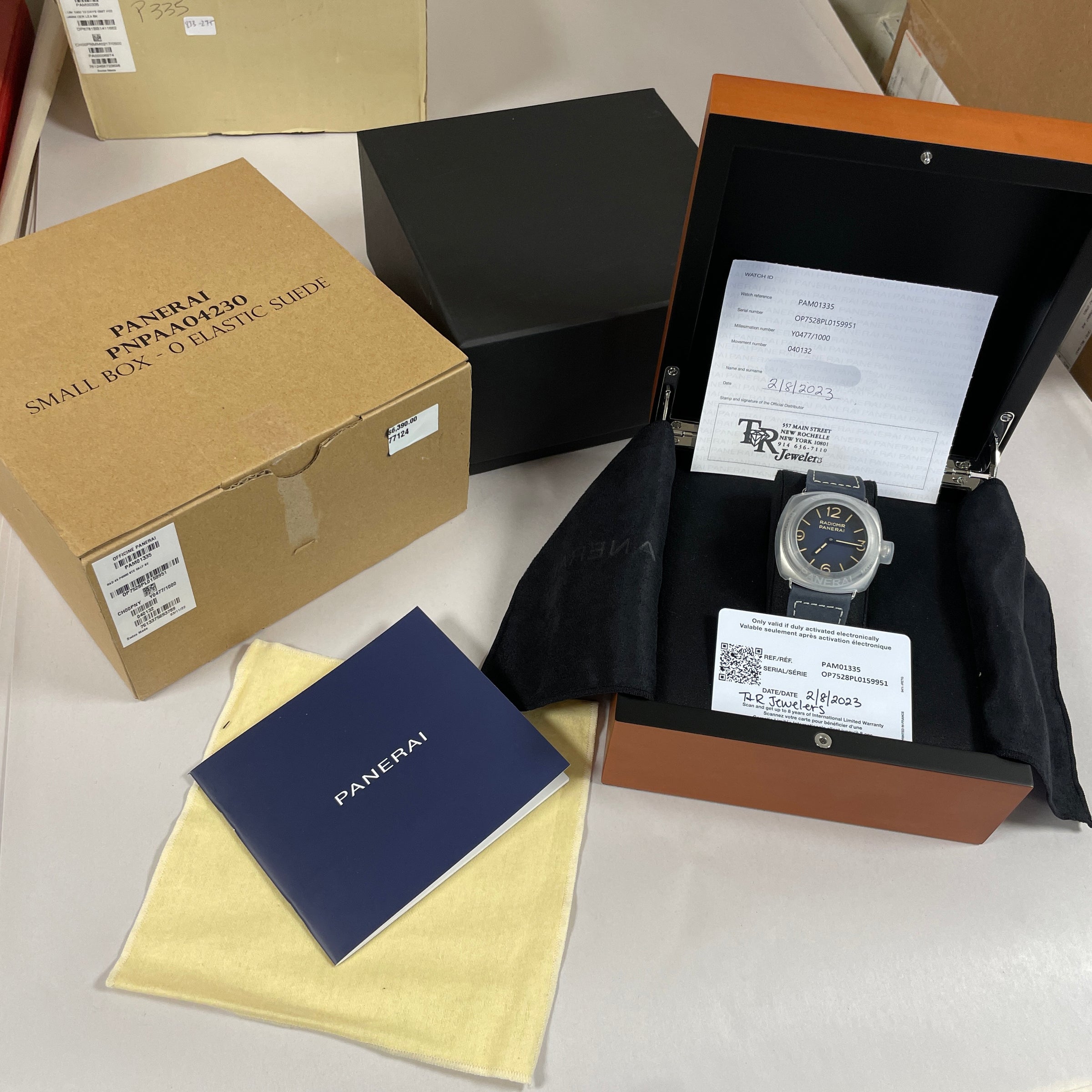 Pre owned Panerai Radiomir Tre Giorni Blue Suede PAM01335 45mm