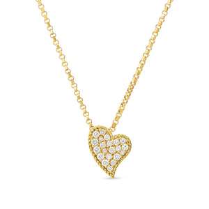 Roberto Coin 18K Yellow Gold Princess Small Slanted Heart Diamond Necklace