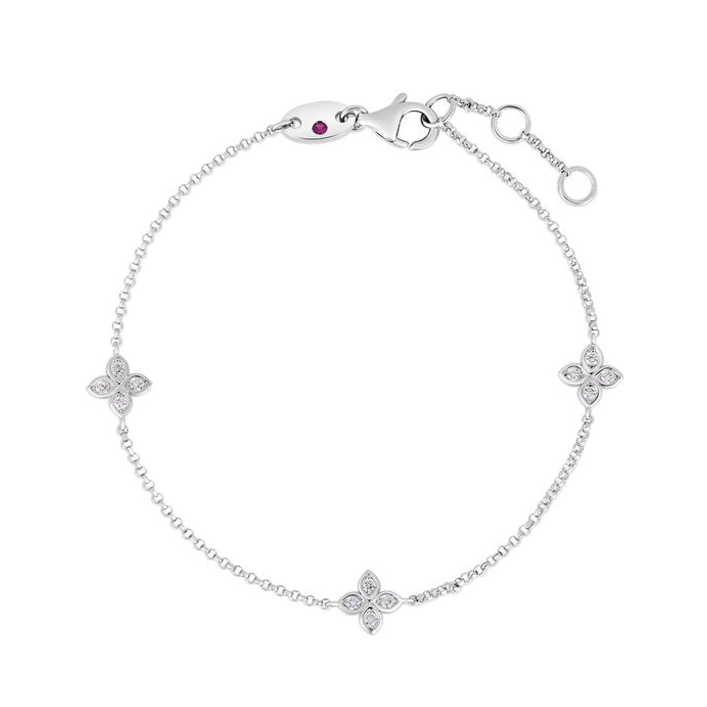 Roberto Coin 18K White Gold 3 Station Diamond Bracelet