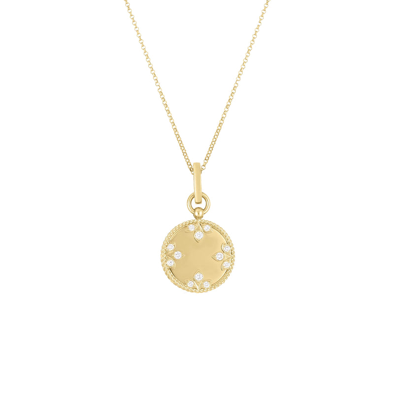 Roberto Coin 18K Yellow Gold Small Medallion Diamond Necklace