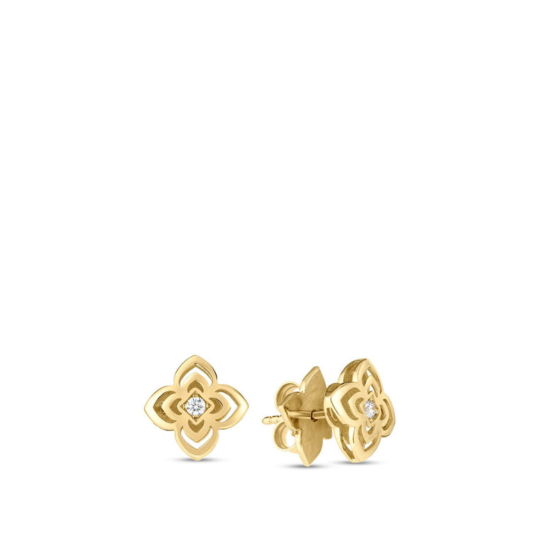 Roberto Coin Palazzo Ducale Carnevale Small Diamond Flower Stud Earrings