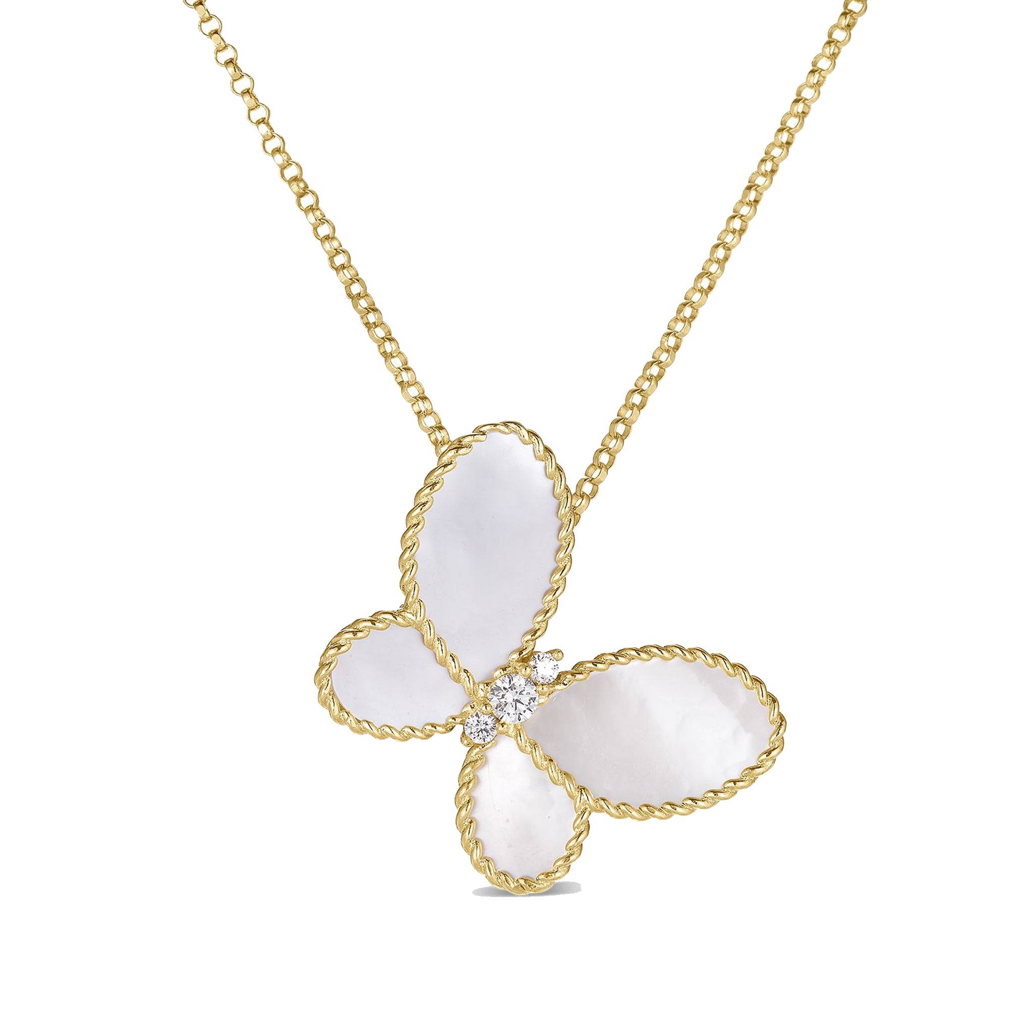 Roberto Coin 18K Yellow Gold Jasmine Mother of Pearl Butterfly Necklace