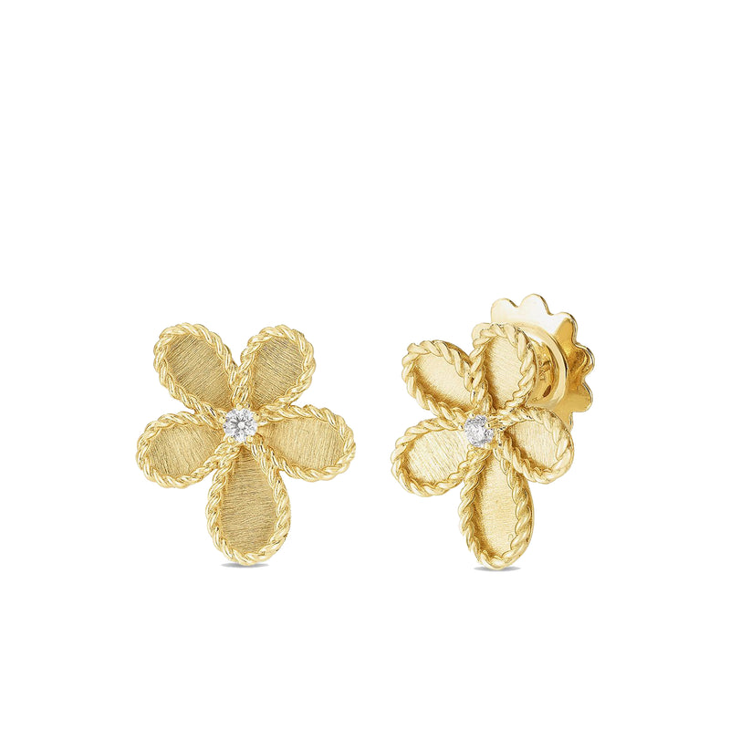 Roberto Coin 18K Yellow Gold Princess Jasmine Flower Stud Earrings