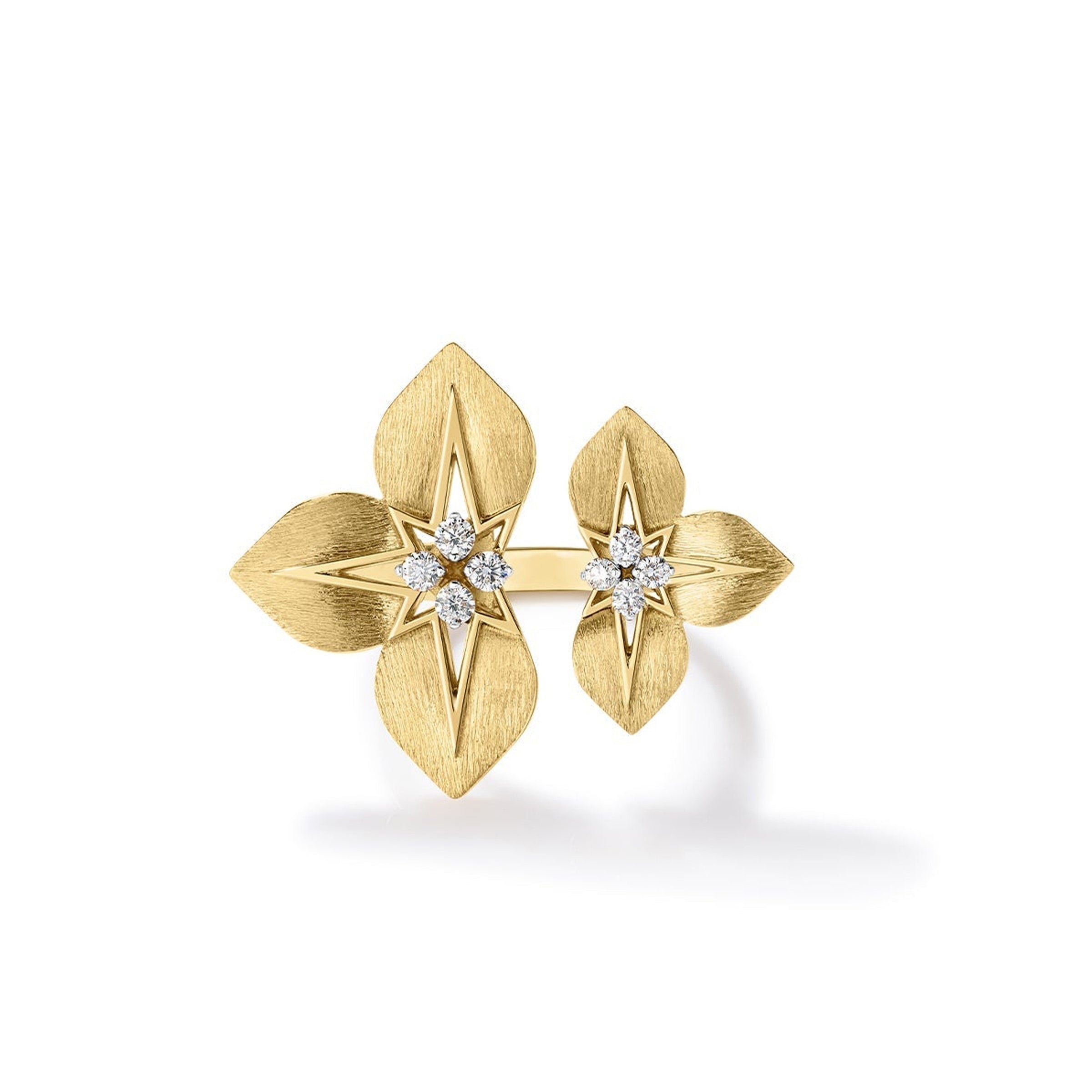 Roberto Coin 18K Yellow/White Gold Princess Star Split Diamond Stars Ring